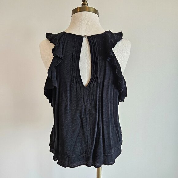 Abercrombie & Fitch Black Ruffle Blouse With Keyhole Back - Picture 2 of 4